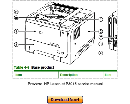 Product picture HP LaserJet P3010 P3015 (2009)Service Repair Manual Download