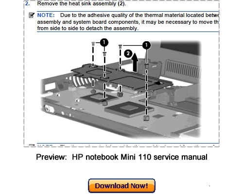 Product picture HP Notebook Mini 110 Service Repair Manual Download