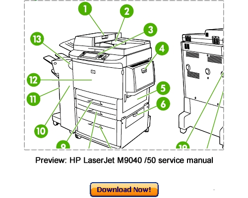 Product picture HP LaserJet M9040 M9050 MFP Service Repair Manual Download