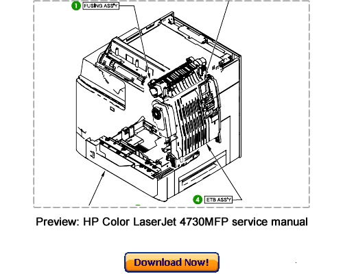 Product picture HP Color LaserJet 4730MFP Service Repair Manual Download