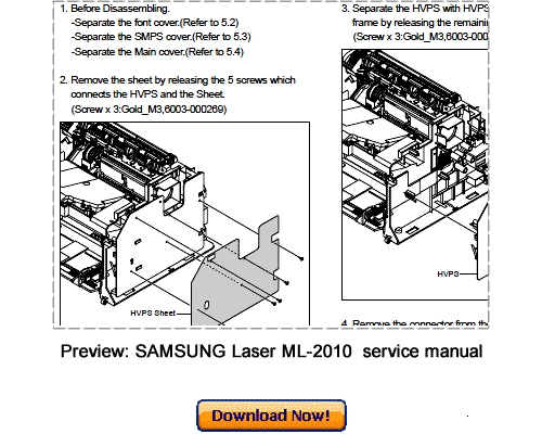 Product picture SAMSUNG ML-2010 ML-2015 Service Repair Manual Download