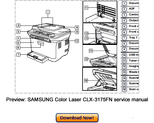 Product picture SAMSUNG CLX-3170 CLX-3175 Service Repair Manual Download