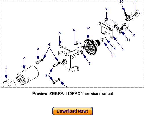 Product picture ZEBRA 110PAX4 Thermal Label Printer Service Maintenance Manual Download