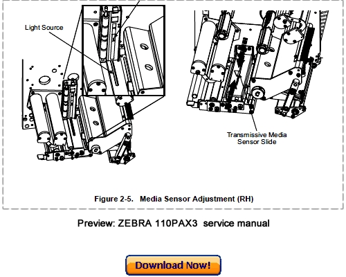 Product picture ZEBRA 110PAX3 Thermal Label Printer Service Maintenance Manual Download