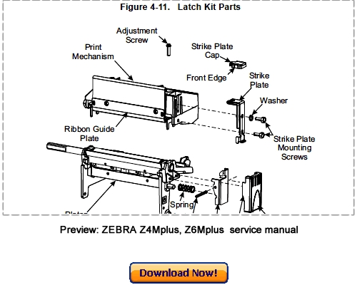 Product picture ZEBRA Z4Mplus Z6Mplus Thermal Label Printer Service Maintenance Manual Download
