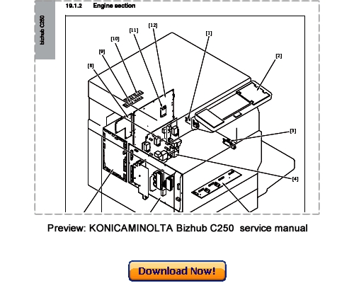 Product picture KONICA MINOLTA bizhub C250 Service Repair Manual Download