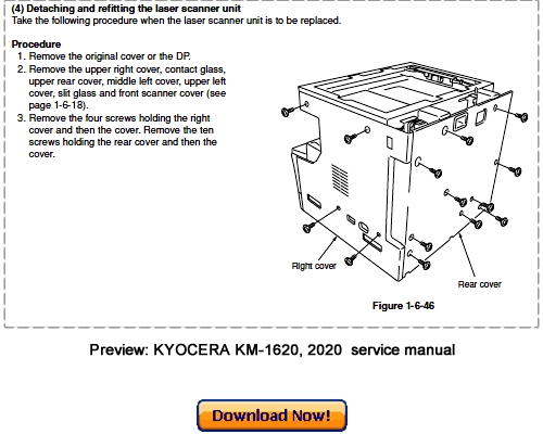 Product picture KYOCERA MITA KM-1620, KM-2020 Service Repair Manual Download