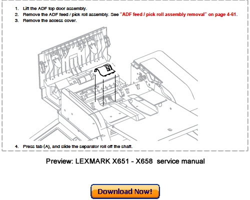 Product picture LEXMARK X651de X652de X654de X656de X656dte X658d Service Repair Manual Download