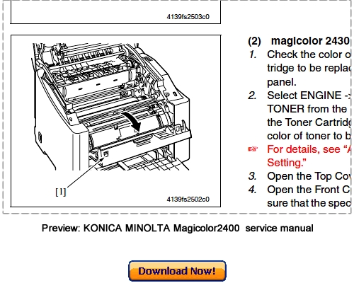 Product picture KONICA MINOLTA Magicolor 2400W, 2430DL, 2450 Service Repair Manual Download